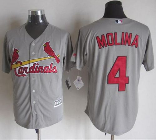 Cardinals #4 Yadier Molina Grey New Cool Base Stitched MLB Jersey - Click Image to Close